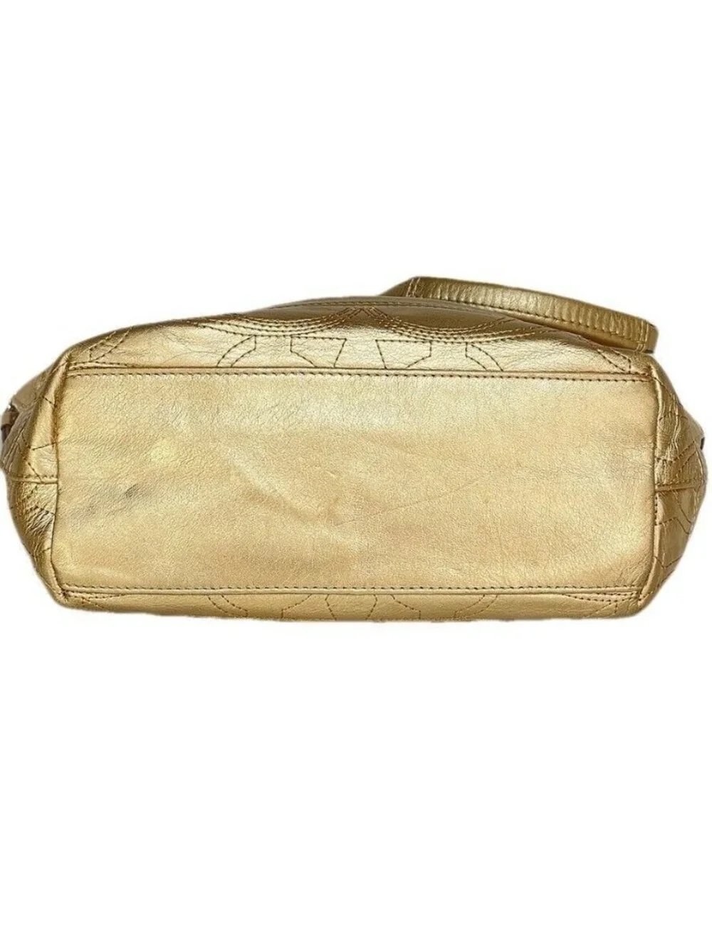 Gold COACH Signature Metallic Tote Bag With Logo & Zip Closure
